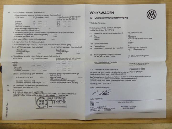 Photo 10 VIN: WV2ZZZ2KZJX019586 - VOLKSWAGEN CADDY 