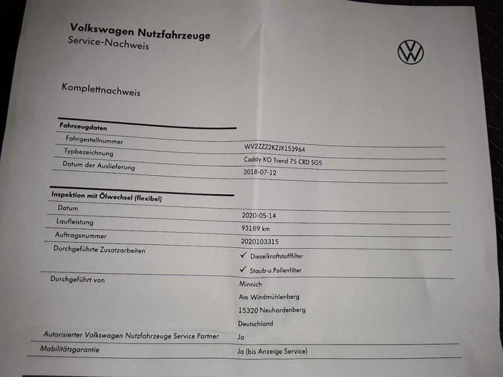 Photo 26 VIN: WV2ZZZ2KZJX153964 - VOLKSWAGEN CADDY 2.0 TDI 