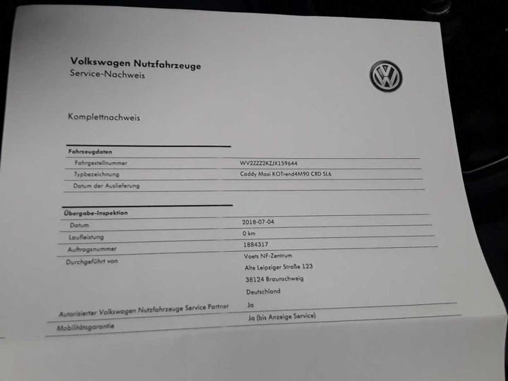 Photo 25 VIN: WV2ZZZ2KZJX159644 - VW CADDY 2.0 TDI 