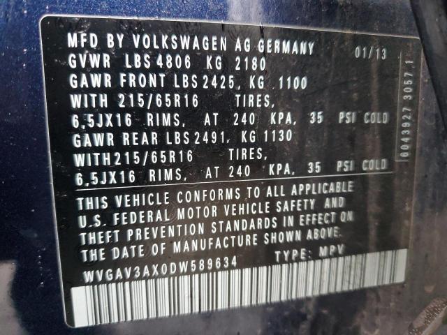 Photo 13 VIN: WVGAV3AX0DW589634 - VOLKSWAGEN TIGUAN 