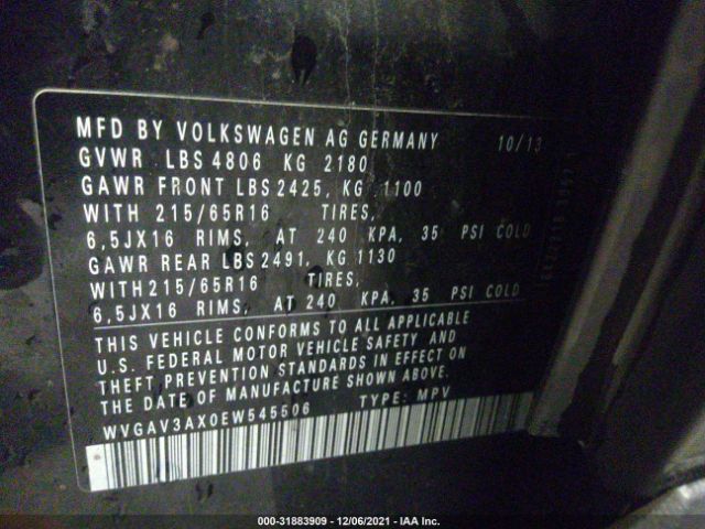 Photo 8 VIN: WVGAV3AX0EW545506 - VOLKSWAGEN TIGUAN 