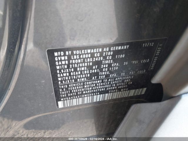 Photo 8 VIN: WVGAV3AX1DW565374 - VOLKSWAGEN TIGUAN 