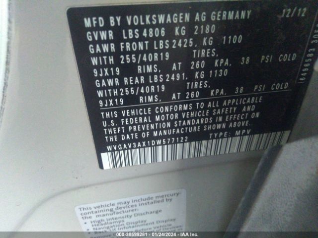 Photo 8 VIN: WVGAV3AX1DW577122 - VOLKSWAGEN TIGUAN 