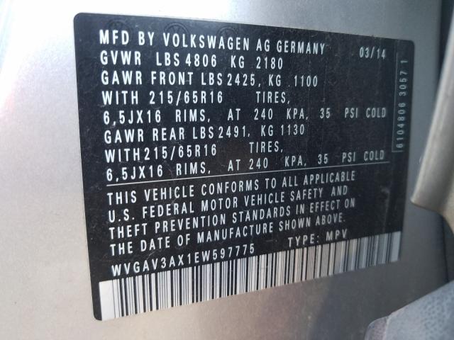 Photo 9 VIN: WVGAV3AX1EW597775 - VOLKSWAGEN TIGUAN 