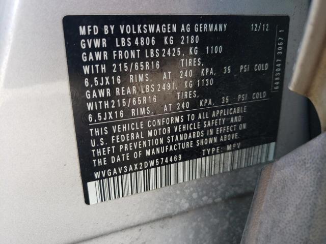 Photo 12 VIN: WVGAV3AX2DW574469 - VOLKSWAGEN TIGUAN 