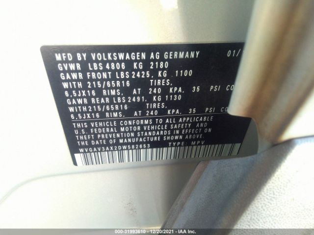 Photo 8 VIN: WVGAV3AX2DW582653 - VOLKSWAGEN TIGUAN 