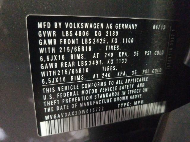 Photo 9 VIN: WVGAV3AX2DW616722 - VOLKSWAGEN TIGUAN S 