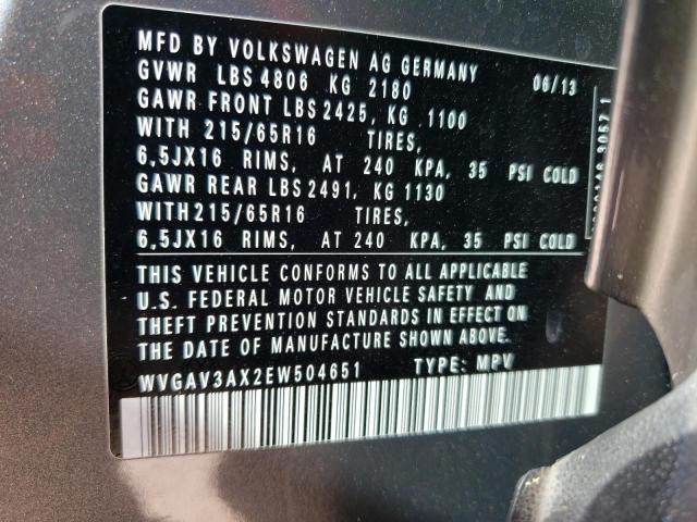 Photo 11 VIN: WVGAV3AX2EW504651 - VOLKSWAGEN TIGUAN S 