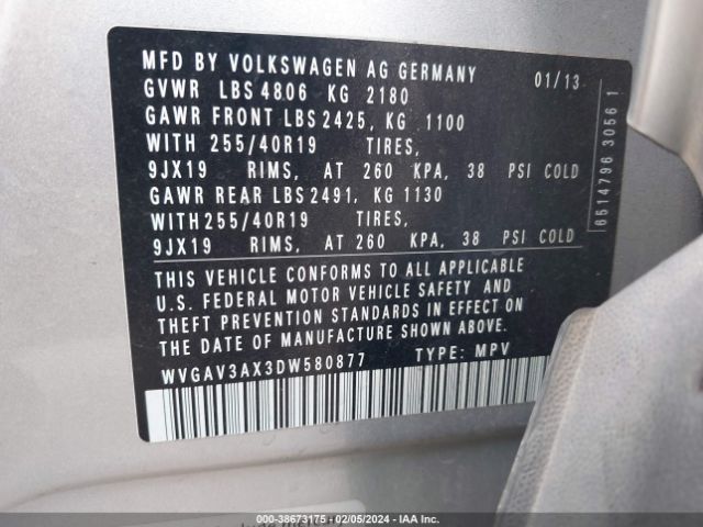 Photo 8 VIN: WVGAV3AX3DW580877 - VOLKSWAGEN TIGUAN 