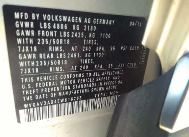 Photo 8 VIN: WVGAV3AX4EW616268 - VOLKSWAGEN TIGUAN 