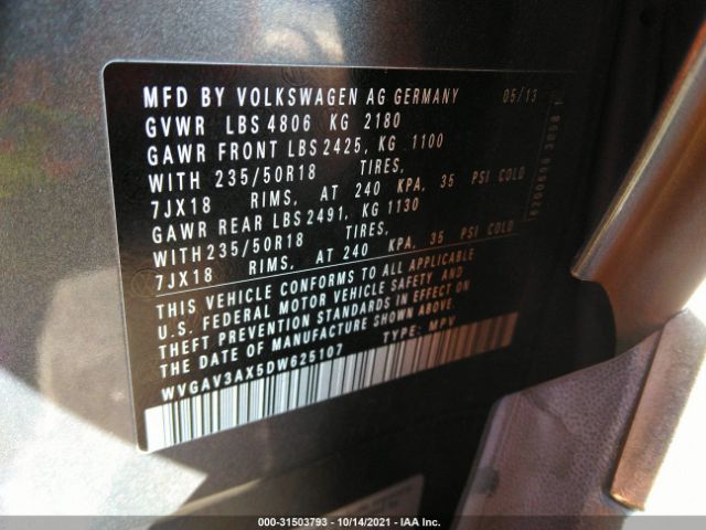 Photo 8 VIN: WVGAV3AX5DW625107 - VOLKSWAGEN TIGUAN 