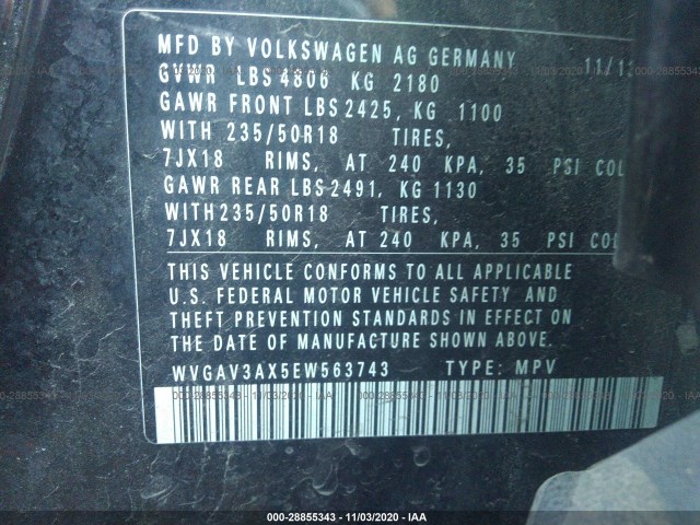 Photo 8 VIN: WVGAV3AX5EW563743 - VOLKSWAGEN TIGUAN 