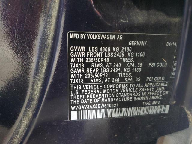 Photo 12 VIN: WVGAV3AX5EW610527 - VOLKSWAGEN TIGUAN S 