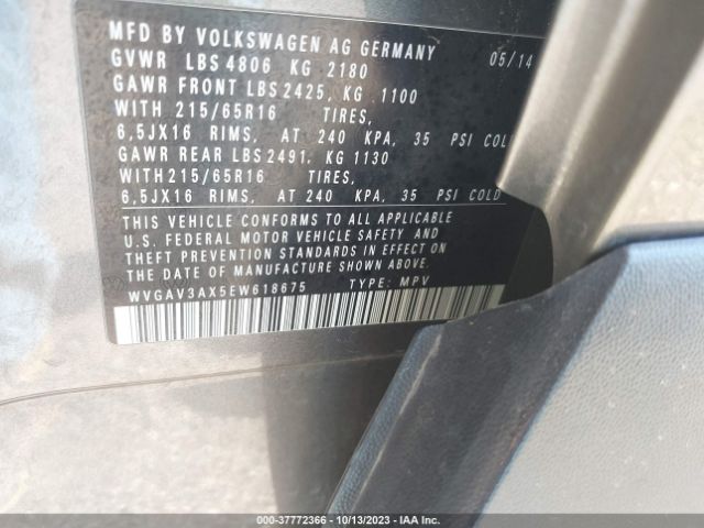 Photo 8 VIN: WVGAV3AX5EW618675 - VOLKSWAGEN TIGUAN 