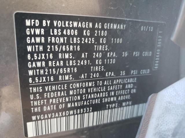 Photo 9 VIN: WVGAV3AX6DW589332 - VOLKSWAGEN TIGUAN S 