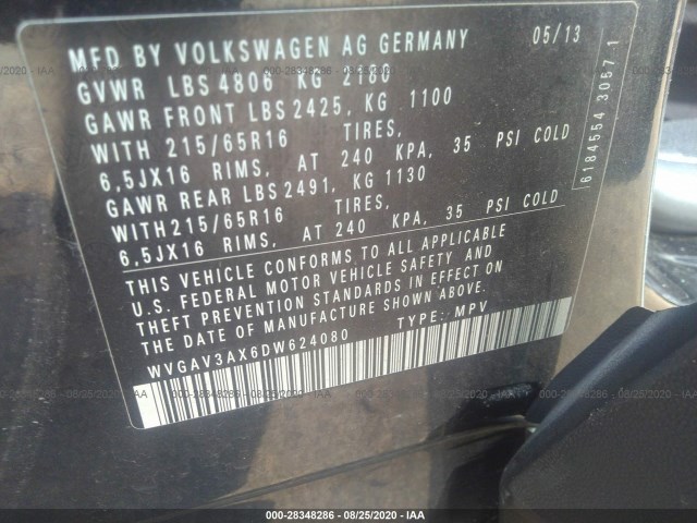 Photo 8 VIN: WVGAV3AX6DW624080 - VOLKSWAGEN TIGUAN 