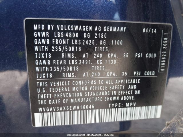 Photo 8 VIN: WVGAV3AX6EW616045 - VOLKSWAGEN TIGUAN 