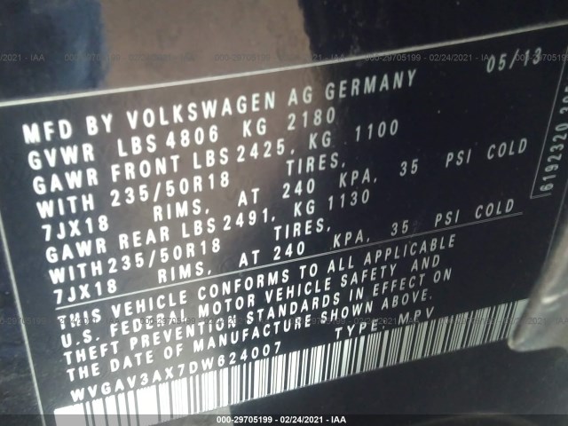 Photo 8 VIN: WVGAV3AX7DW624007 - VOLKSWAGEN TIGUAN 