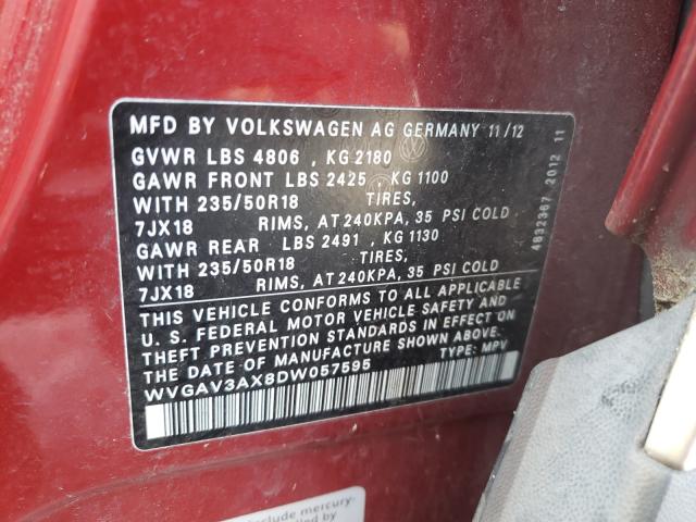 Photo 9 VIN: WVGAV3AX8DW057595 - VOLKSWAGEN TIGUAN 