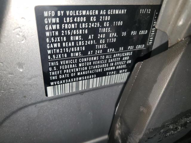 Photo 12 VIN: WVGAV3AX8DW566893 - VOLKSWAGEN TIGUAN S 