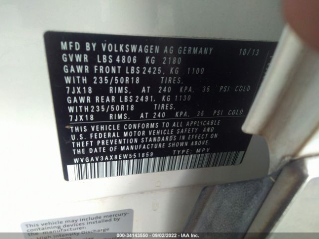 Photo 8 VIN: WVGAV3AX8EW551859 - VOLKSWAGEN TIGUAN 