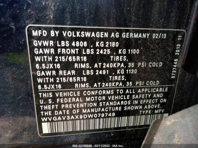 Photo 8 VIN: WVGAV3AX9DW079749 - VOLKSWAGEN TIGUAN 