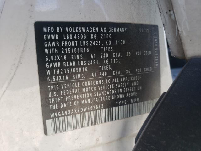 Photo 9 VIN: WVGAV3AX9DW562562 - VOLKSWAGEN TIGUAN S 