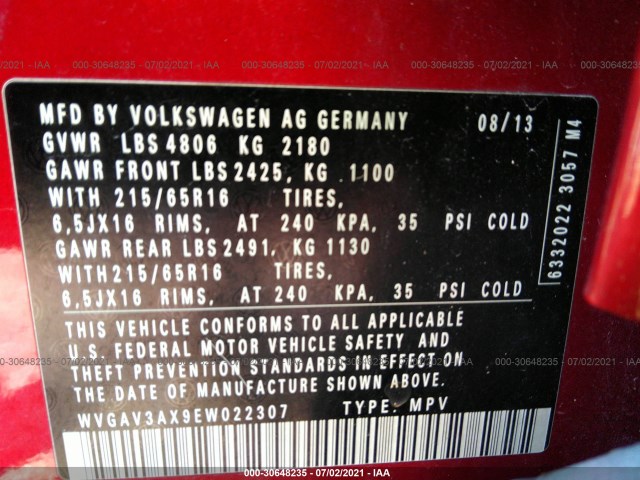 Photo 8 VIN: WVGAV3AX9EW022307 - VOLKSWAGEN TIGUAN 