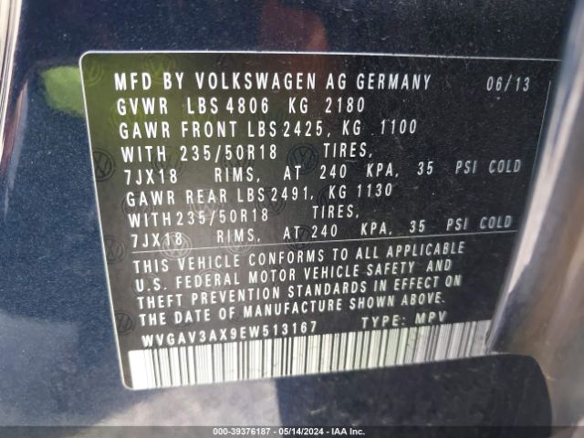 Photo 8 VIN: WVGAV3AX9EW513167 - VOLKSWAGEN TIGUAN 