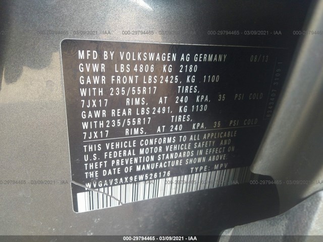 Photo 8 VIN: WVGAV3AX9EW526176 - VOLKSWAGEN TIGUAN 