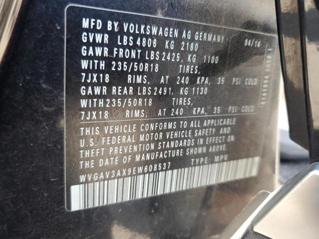 Photo 12 VIN: WVGAV3AX9EW608537 - VOLKSWAGEN TIGUAN S 