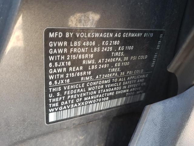 Photo 9 VIN: WVGAV3AXXDW070106 - VOLKSWAGEN TIGUAN S 