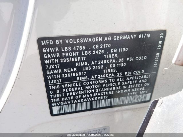 Photo 8 VIN: WVGAV7AX0AW002612 - VOLKSWAGEN TIGUAN 