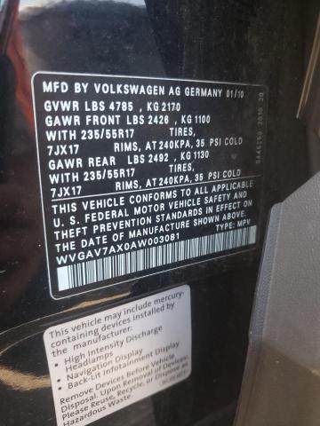 Photo 9 VIN: WVGAV7AX0AW003081 - VOLKSWAGEN TIGUAN S 