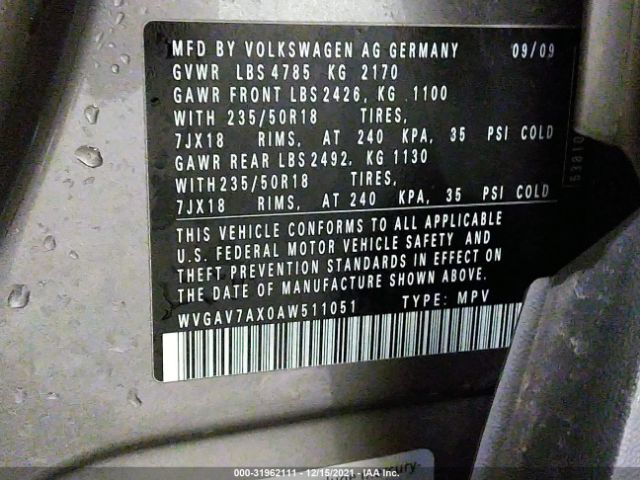 Photo 8 VIN: WVGAV7AX0AW511051 - VOLKSWAGEN TIGUAN 