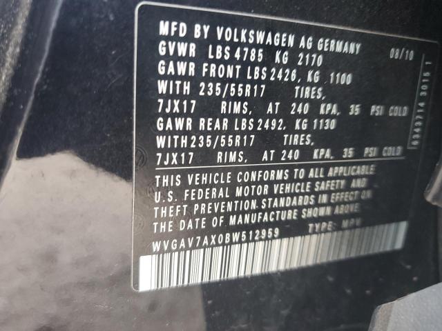 Photo 12 VIN: WVGAV7AX0BW512959 - VOLKSWAGEN TIGUAN 