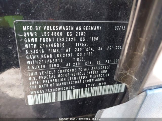 Photo 8 VIN: WVGAV7AX0DW520062 - VOLKSWAGEN TIGUAN 