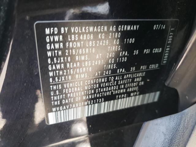 Photo 9 VIN: WVGAV7AX0FW521733 - VOLKSWAGEN TIGUAN 