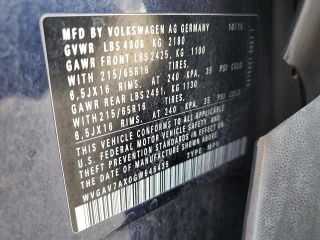 Photo 12 VIN: WVGAV7AX0GW545435 - VOLKSWAGEN TIGUAN 