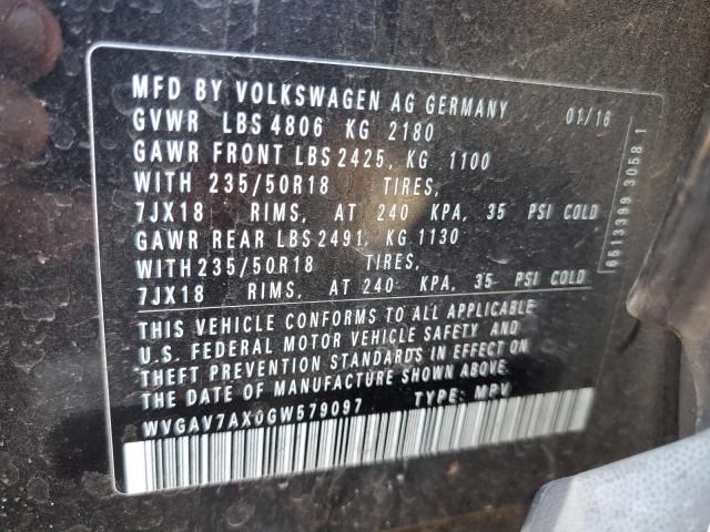 Photo 13 VIN: WVGAV7AX0GW579097 - VOLKSWAGEN TIGUAN S 