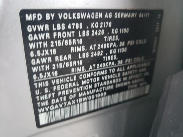 Photo 9 VIN: WVGAV7AX1BW001969 - VOLKSWAGEN TIGUAN S 