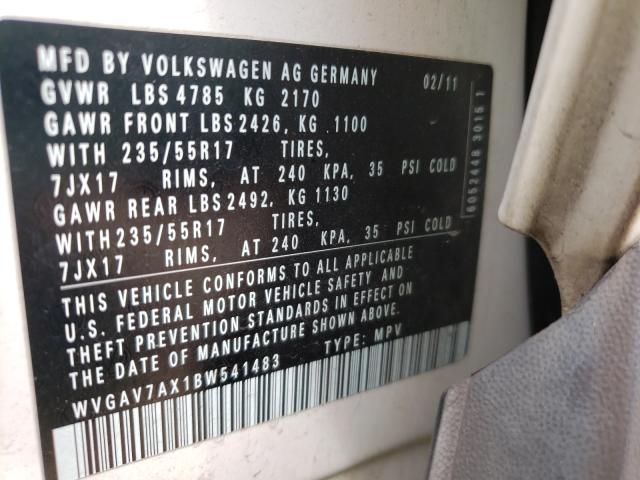 Photo 9 VIN: WVGAV7AX1BW541483 - VOLKSWAGEN TIGUAN S 