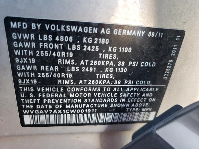 Photo 9 VIN: WVGAV7AX1CW001911 - VOLKSWAGEN TIGUAN S 