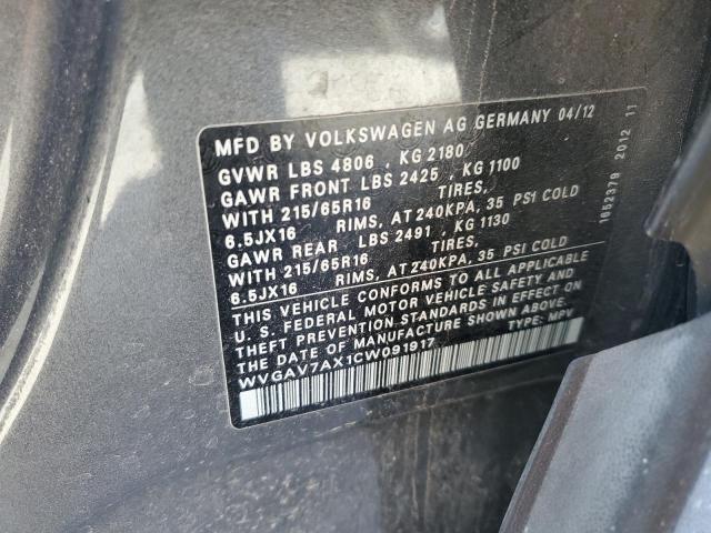 Photo 12 VIN: WVGAV7AX1CW091717 - VOLKSWAGEN TIGUAN S 