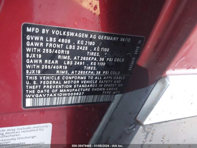 Photo 8 VIN: WVGAV7AX1DW003627 - VOLKSWAGEN TIGUAN 