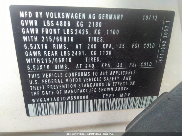 Photo 8 VIN: WVGAV7AX1DW550008 - VOLKSWAGEN TIGUAN 