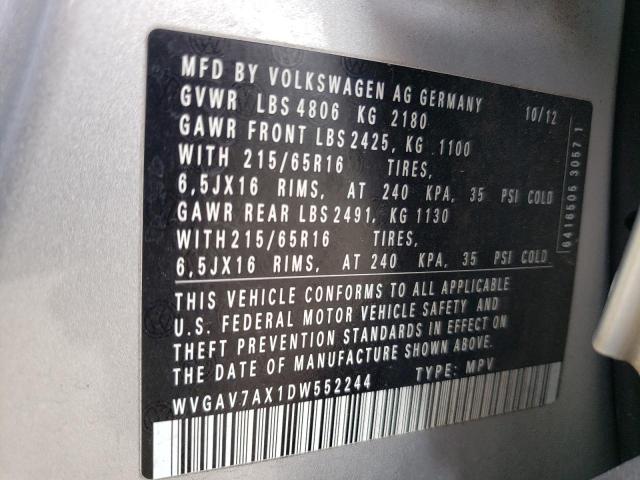 Photo 12 VIN: WVGAV7AX1DW552244 - VOLKSWAGEN TIGUAN S 