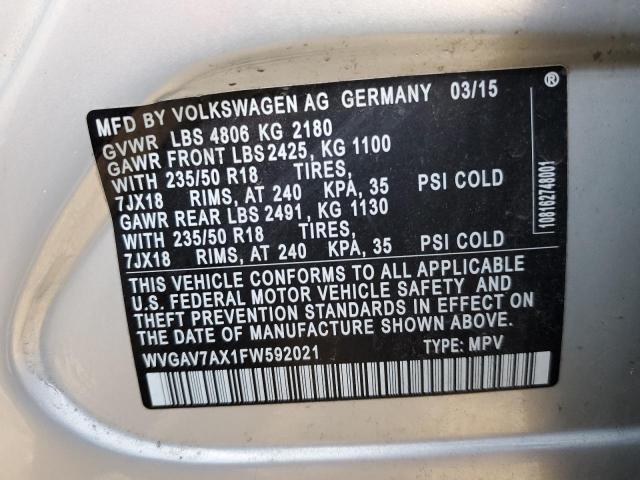 Photo 11 VIN: WVGAV7AX1FW592021 - VOLKSWAGEN TIGUAN 