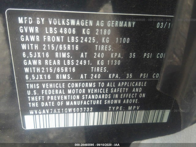 Photo 8 VIN: WVGAV7AX1GW603732 - VOLKSWAGEN TIGUAN 