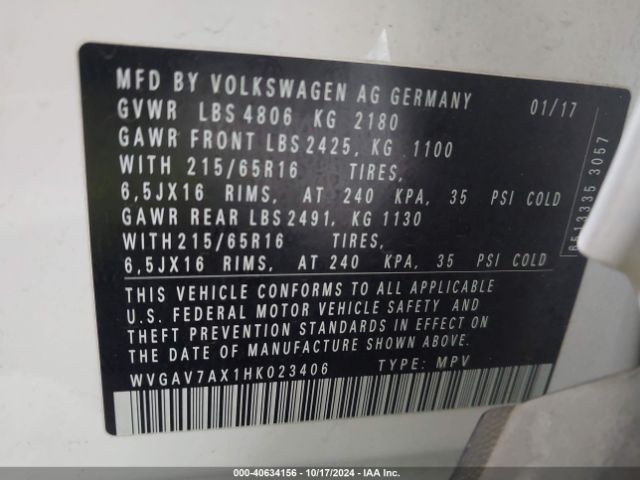 Photo 8 VIN: WVGAV7AX1HK023406 - VOLKSWAGEN TIGUAN 